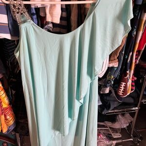 Chic One-Shoulder Aqua Dress